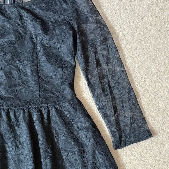 Divided Black Lace Kids Formal Dress - Picture 4 of 6